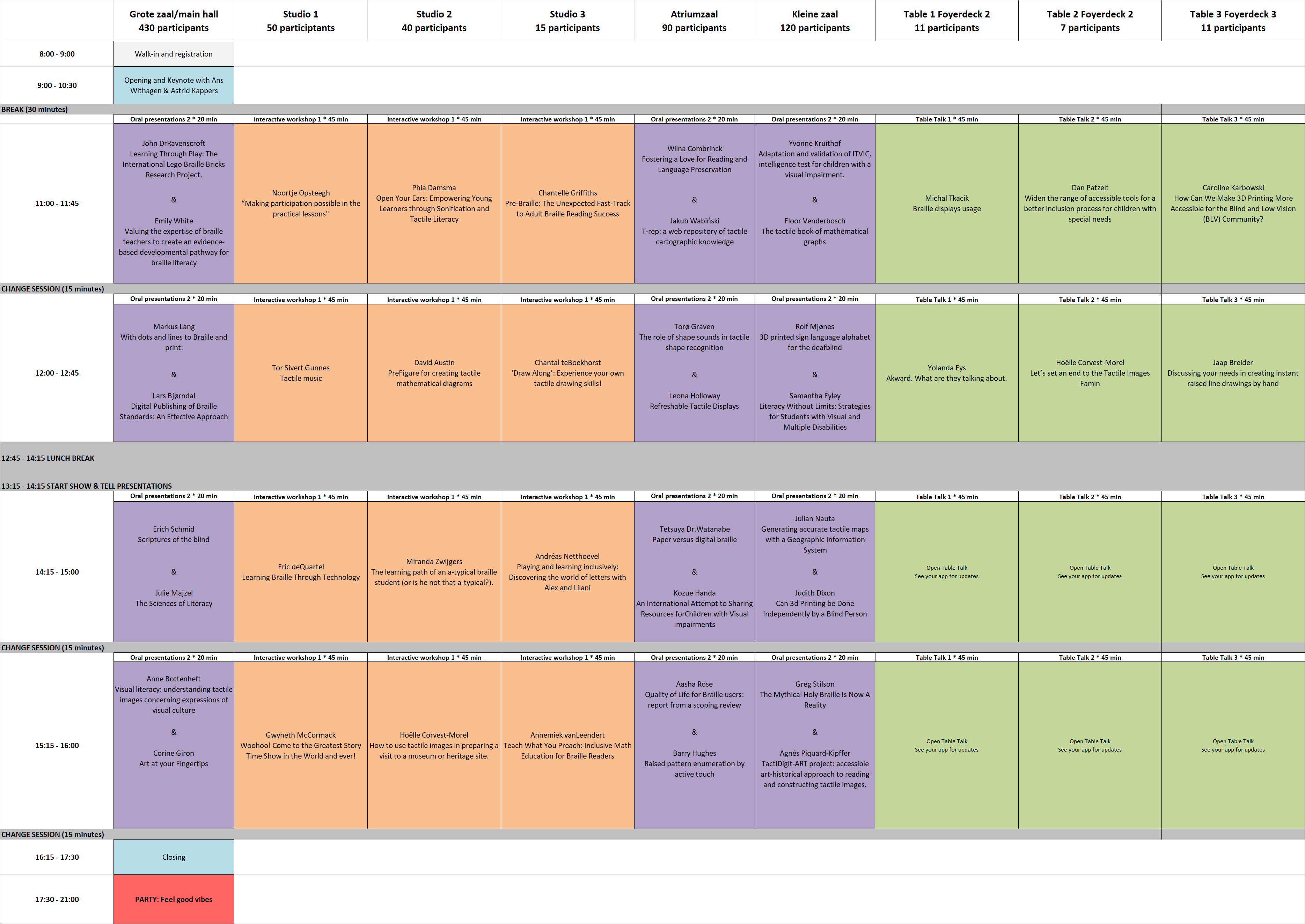 Timetable Tuesday 3 June