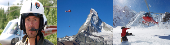 A helicopter flying over a mountainAI-generated content may be incorrect.